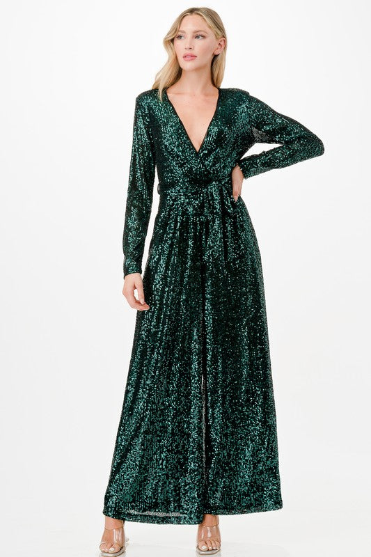 Forest Sparkle Sequin Jumpsuit