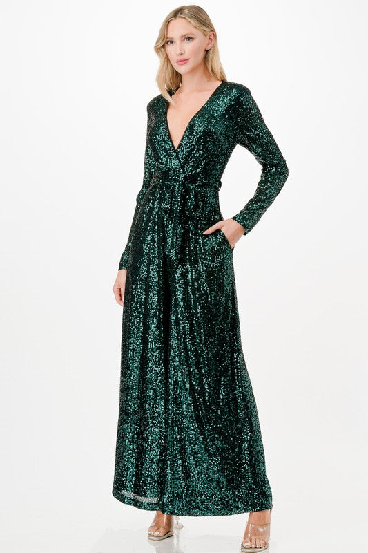 Forest Sparkle Sequin Jumpsuit