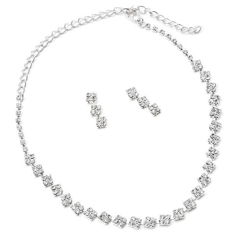 White Gold Plated Pave Bar Necklace