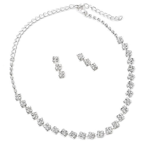 White Gold Plated Pave Heart Necklace