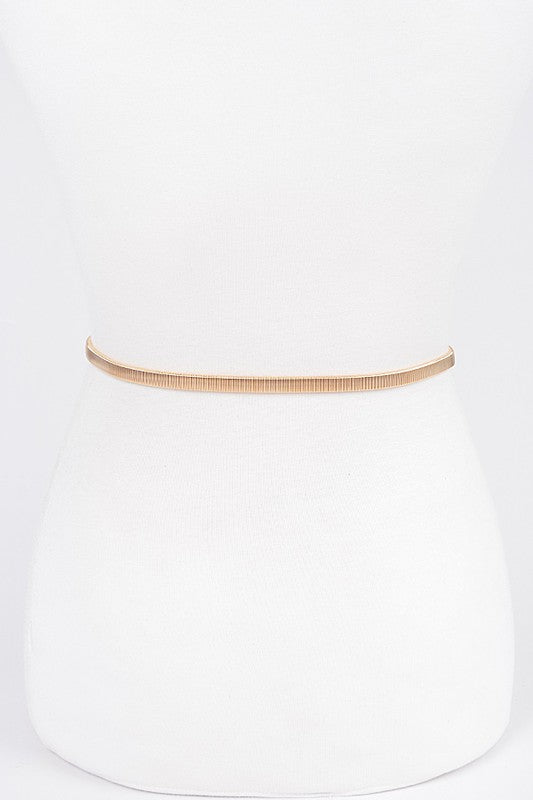 Stretch Metal Pearl Bow Belt: Gold