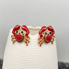 Red Heart Crab Stud Earrings