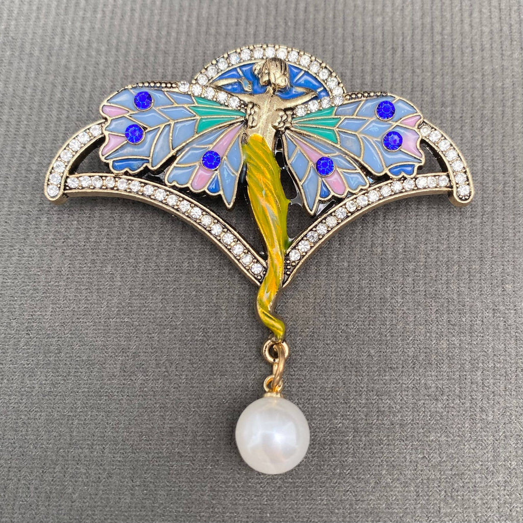 Fairy Inlaid Enamel Brooch
