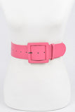 Vegan Leather Buckle Belt: Bubblegum Pink