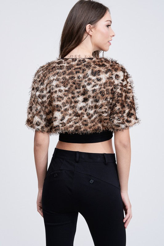 Fuzzy Leopard Bolero