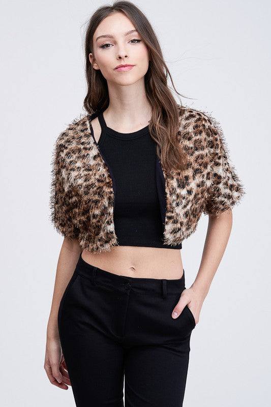Fuzzy Leopard Bolero