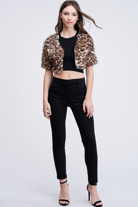 Fuzzy Leopard Bolero