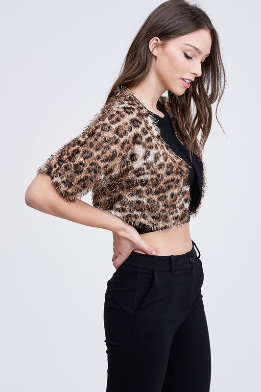 Fuzzy Leopard Bolero