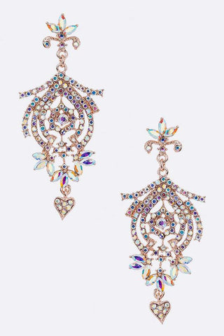 Triple Flower Drop Earrings: Lavender