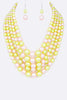 Triple Row Pearl Necklace: Pink-Citrus