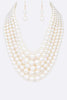 Triple Row Pearl Necklace: Ivory