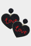 Love Message Beaded Heart Dangle Earrings