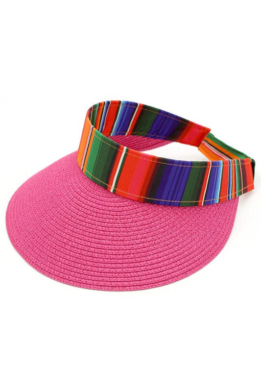 Serape Staw Visor Sun Hat: Pink