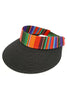 Serape Staw Visor Sun Hat: Black