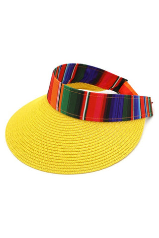 Serape Staw Visor Sun Hat: Black