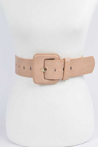 Vegan Leather Cinch Belt: White