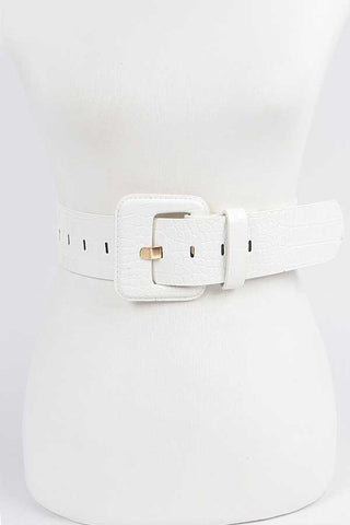 Faux Croc Skinny Belt: Red