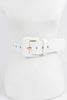 Faux Croc Buckle Belt: White