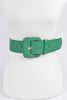 Faux Croc Buckle Belt: Green