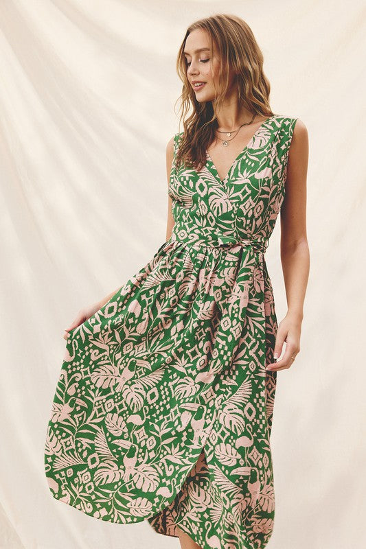 Tropical Carnival Wrap Dress