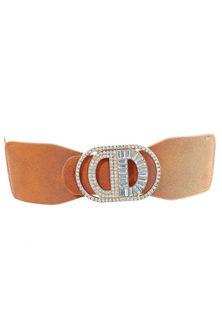 Faux Leather Buckle Belt: White