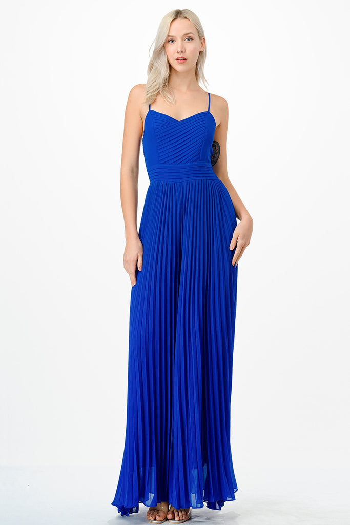Cobalt Blue Pleated Jumpsuit