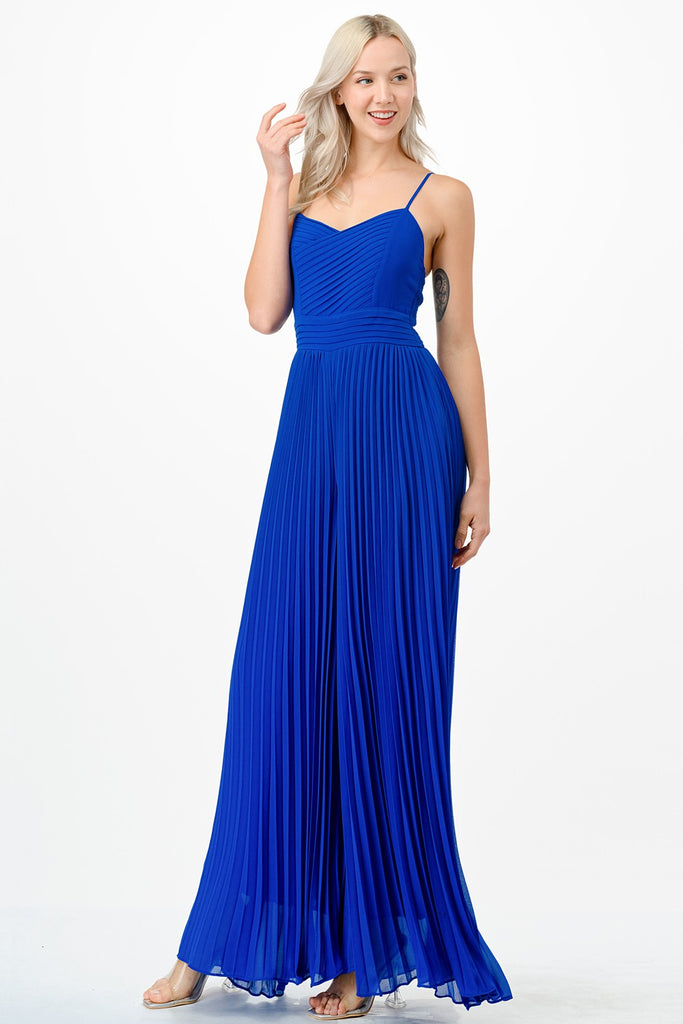 Cobalt Blue Pleated Jumpsuit