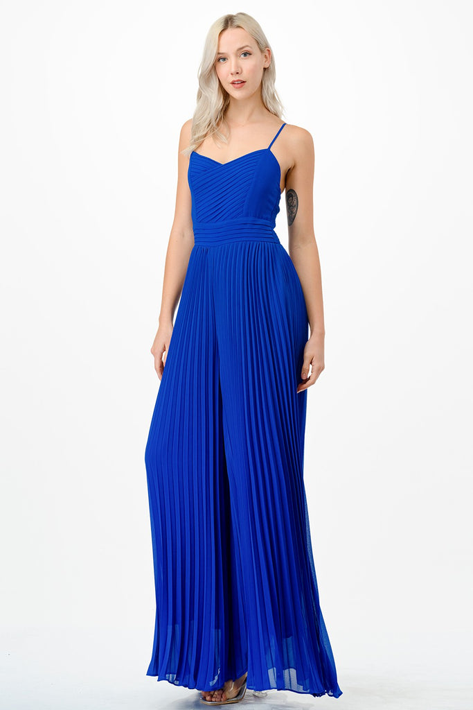 Cobalt Blue Pleated Jumpsuit