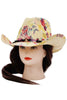 Floral Print Straw Cowgirl Hat