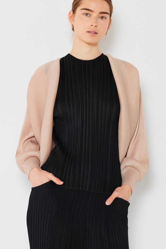 Rib Pleated Bolero: Beige