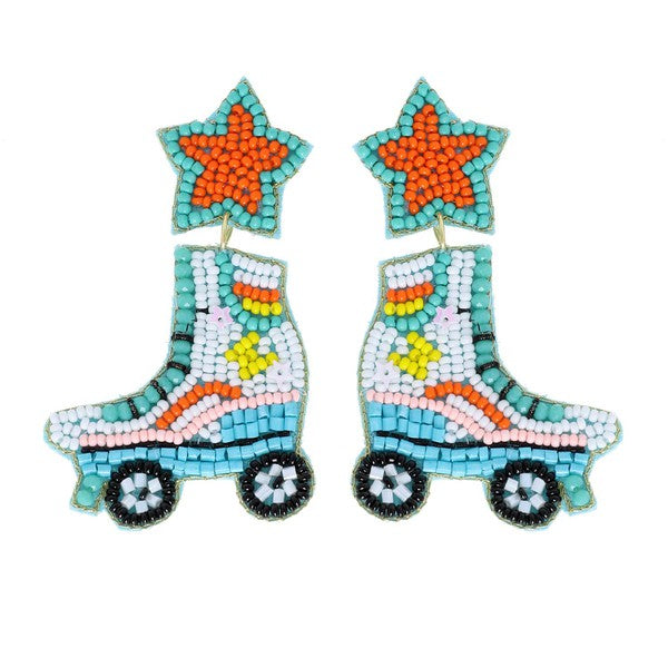 Roller Skate Star Beaded Earrings