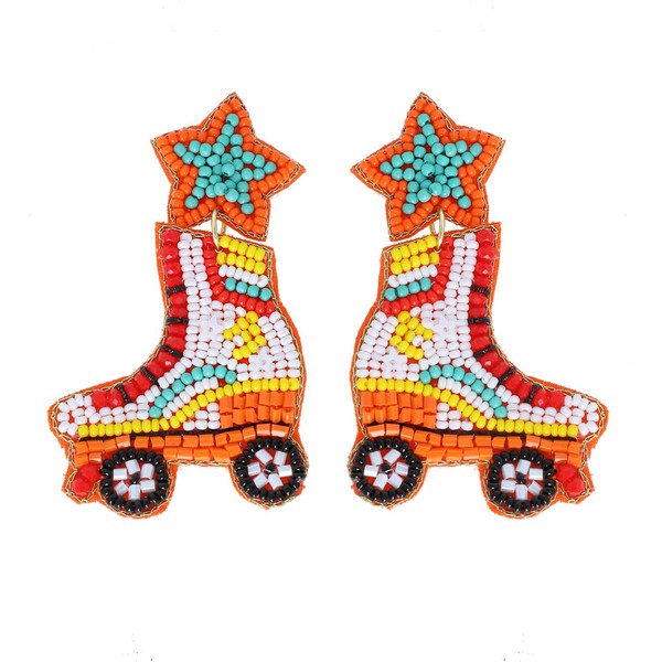 Roller Skate Star Beaded Earrings