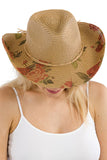 Western Rose Cowgirl Hat: Dark Sand