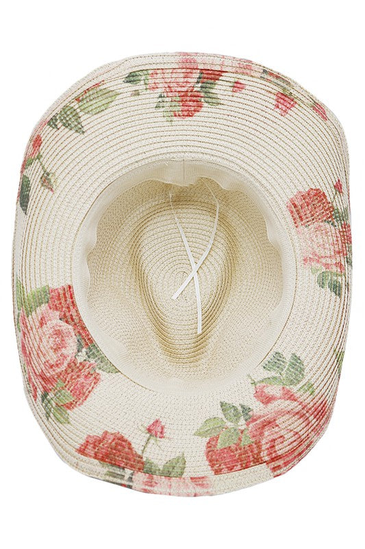 Western Rose Cowgirl Hat: Light Sand