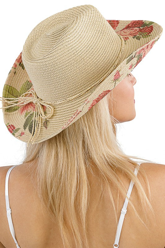 Western Rose Cowgirl Hat: Light Sand