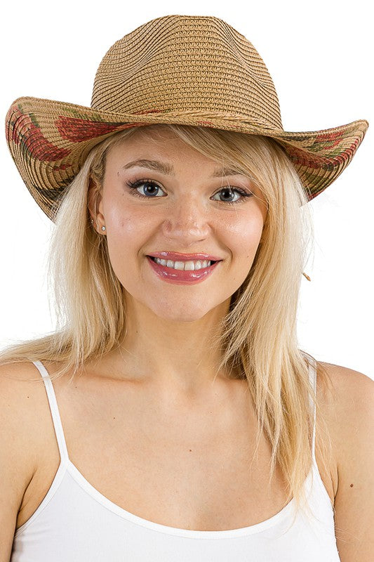 Western Rose Cowgirl Hat: Dark Sand