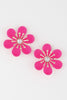 Jewel Flower Stud Earrings: Fuschia