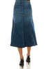 Vintage Wash Denim Midi Skirt