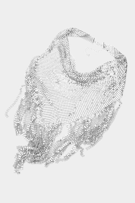 Disco Glamour Hankercief Necklace: Silver