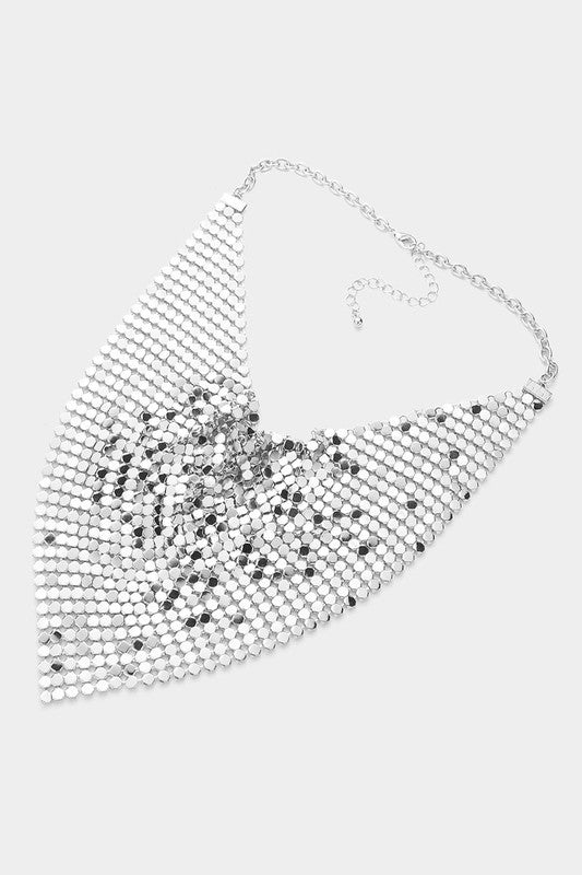 80's Glam Chain Mesh Choker: Silver