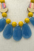 Wood & Glass Bead Retro Necklace: Blue