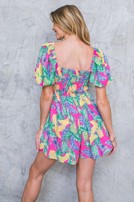 Fuchsia Floral Tropics Romper