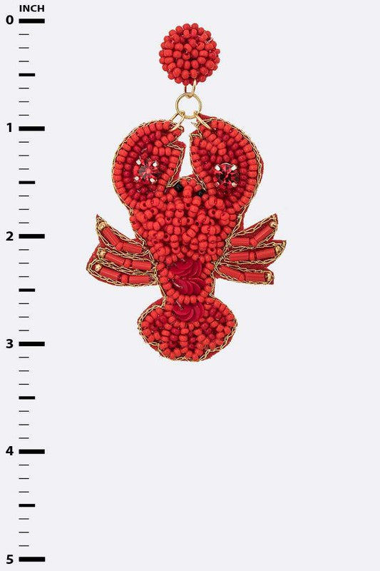 Beaded Crawfish Earrings