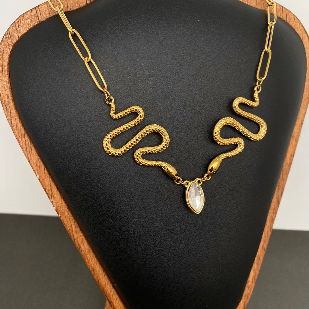 Double Snake Plated Necklace