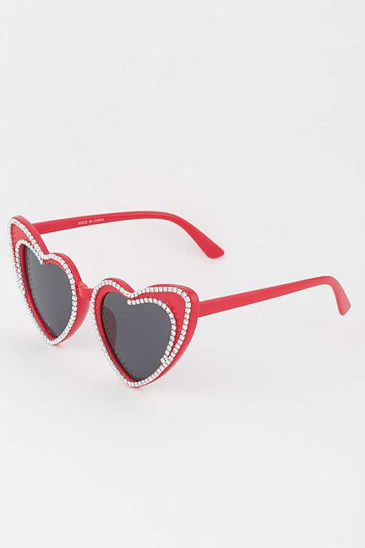 Rhinestone Heart Shaped Sunglasses