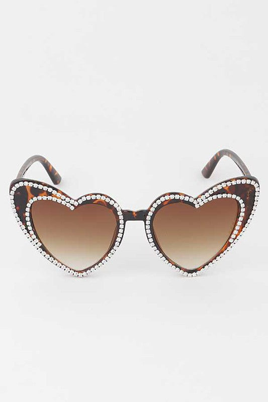 Rhinestone Heart Shaped Sunglasses