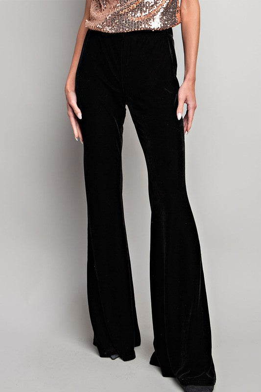 Black Velvet Bellbottom Pants