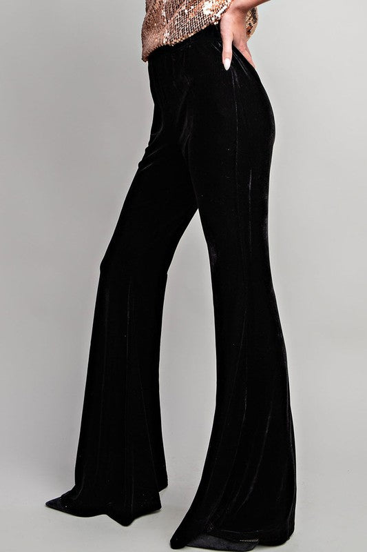 Black Velvet Bellbottom Pants