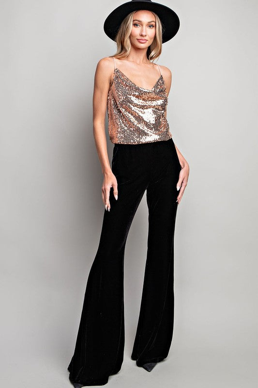 Black Velvet Bellbottom Pants