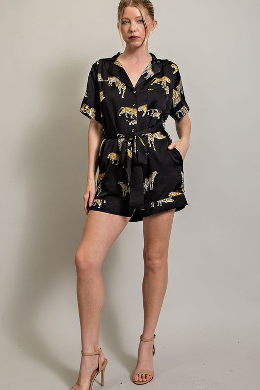 Silky Leopard Playsuit